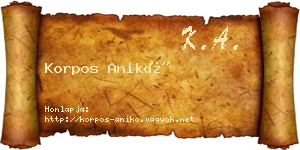 Korpos Anikó névjegykártya