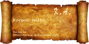 Korpos Anikó névjegykártya